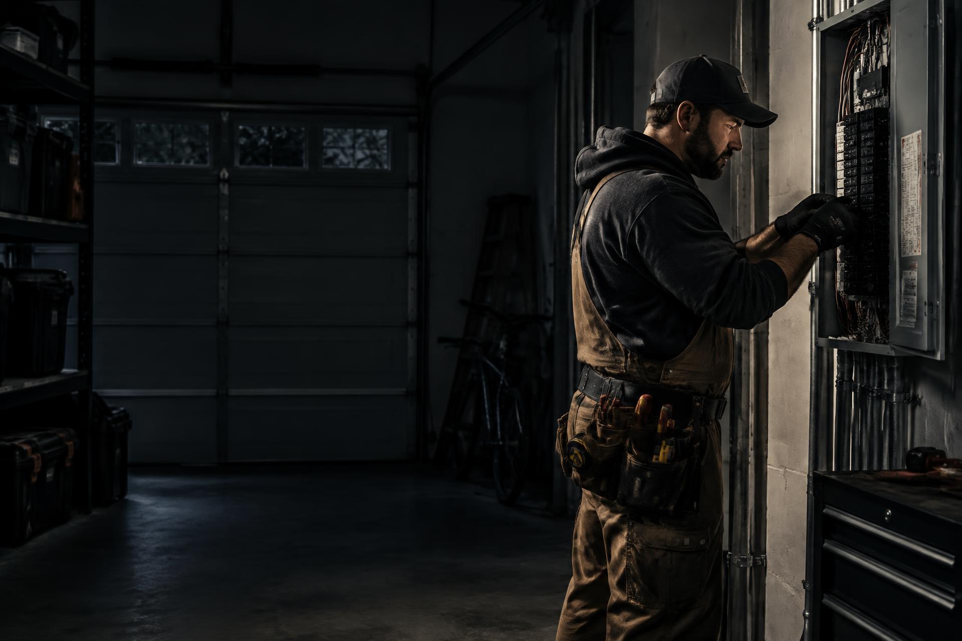 Trueline technician working on a residential electrical service panel